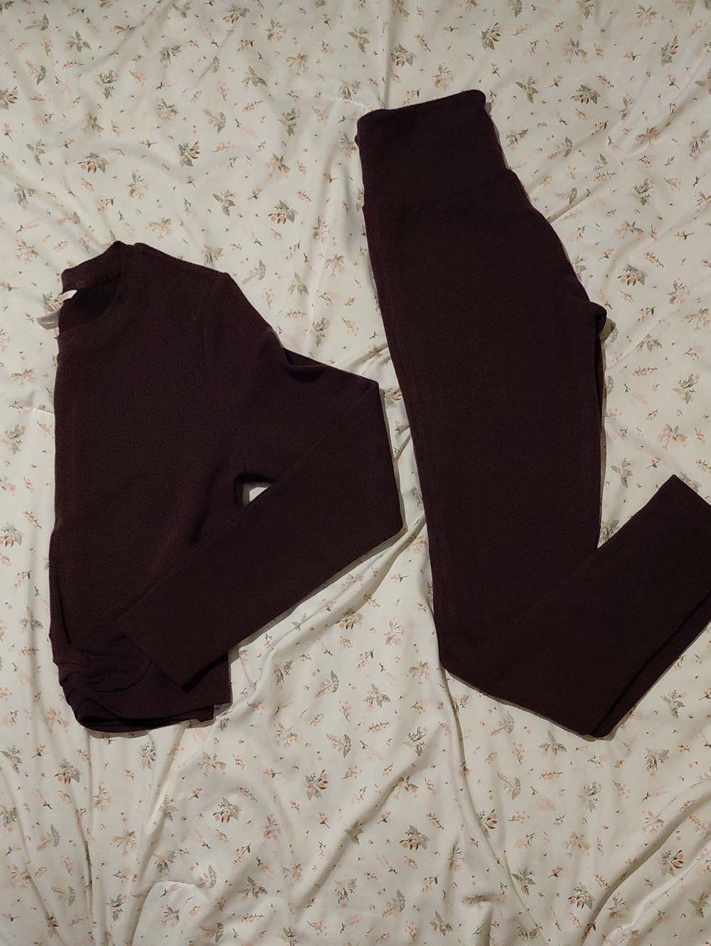 Kids Ribbed Leggings and Top Set - Dark Brown
